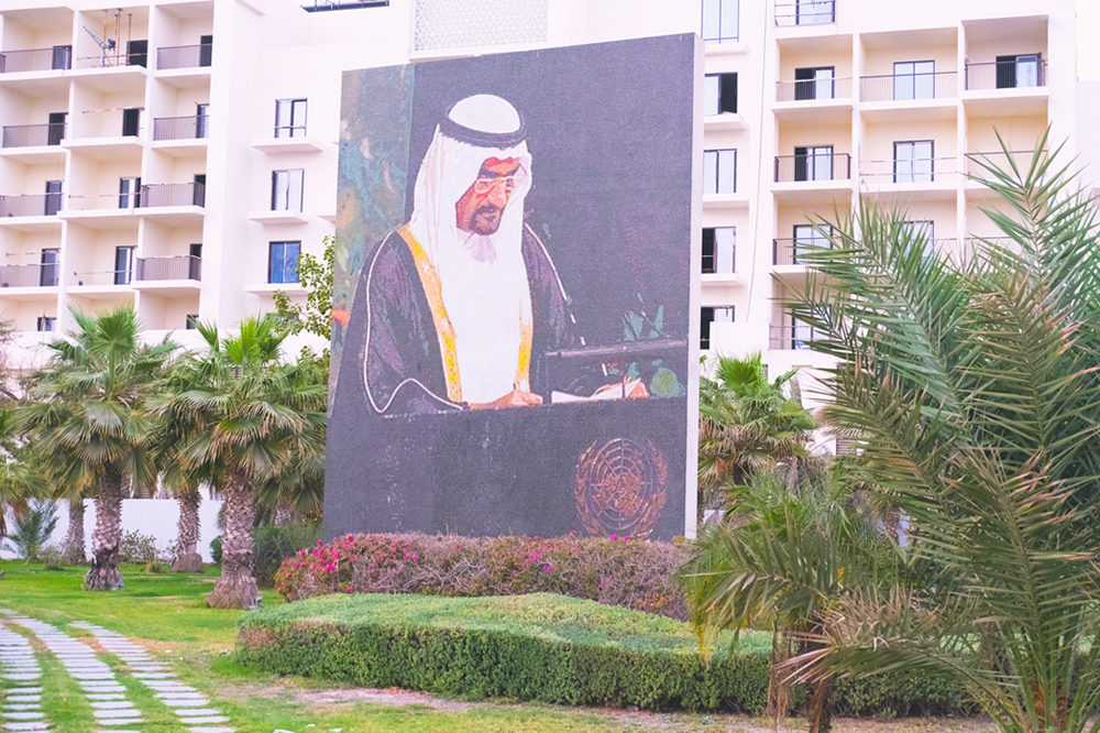 Painting of H.H Sheikh Hamad Bin Mohammed al Sharqi at the World Summit on Sustainable Development. Fujairah Observer. Fujairah Landmarks.