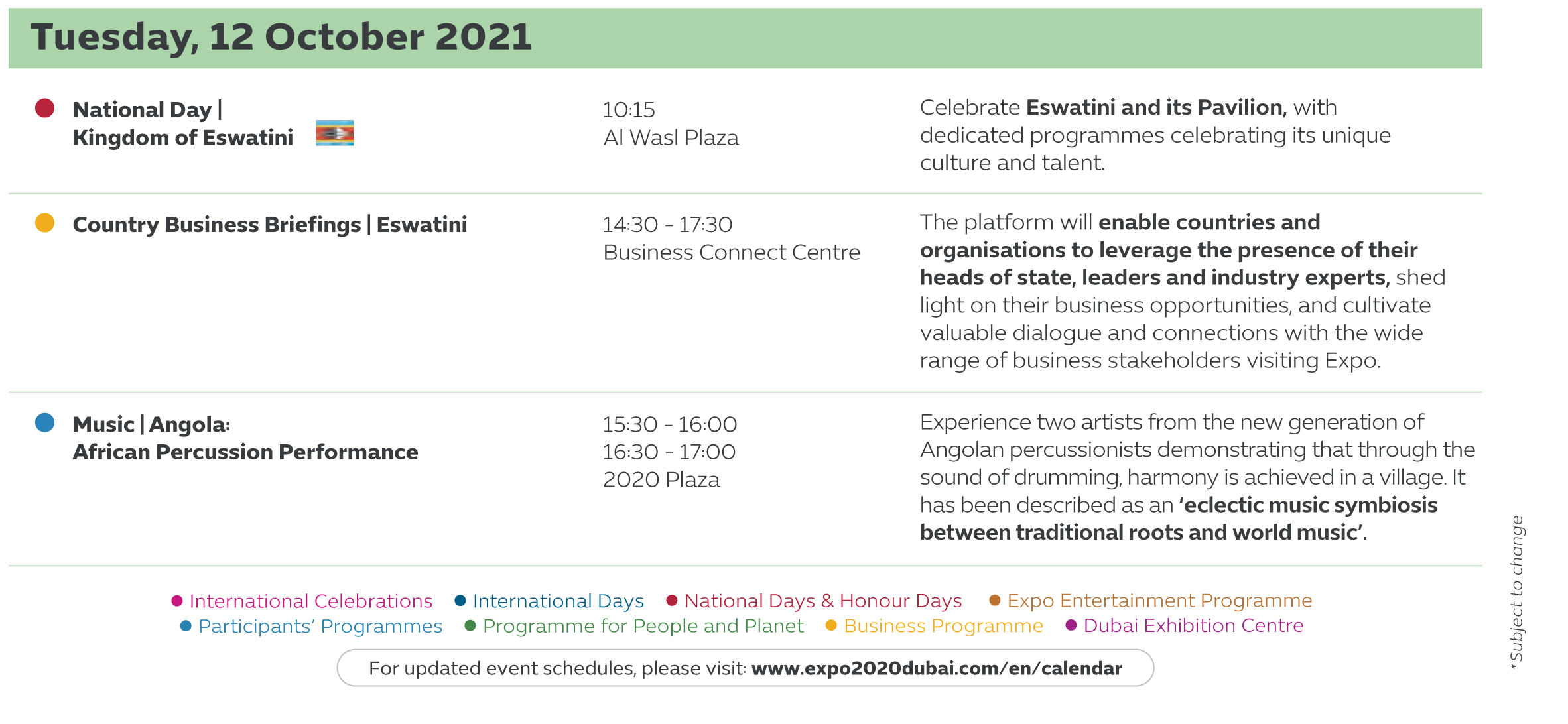 There are loads to see and experience at Expo 2020. Fill your calendar day with one-of-a-kind events, activities, and more. Fujairah Observer. Expo News.Expo 2020. ExpoDubai. ExpoDubai2020.Fujairah Observer.