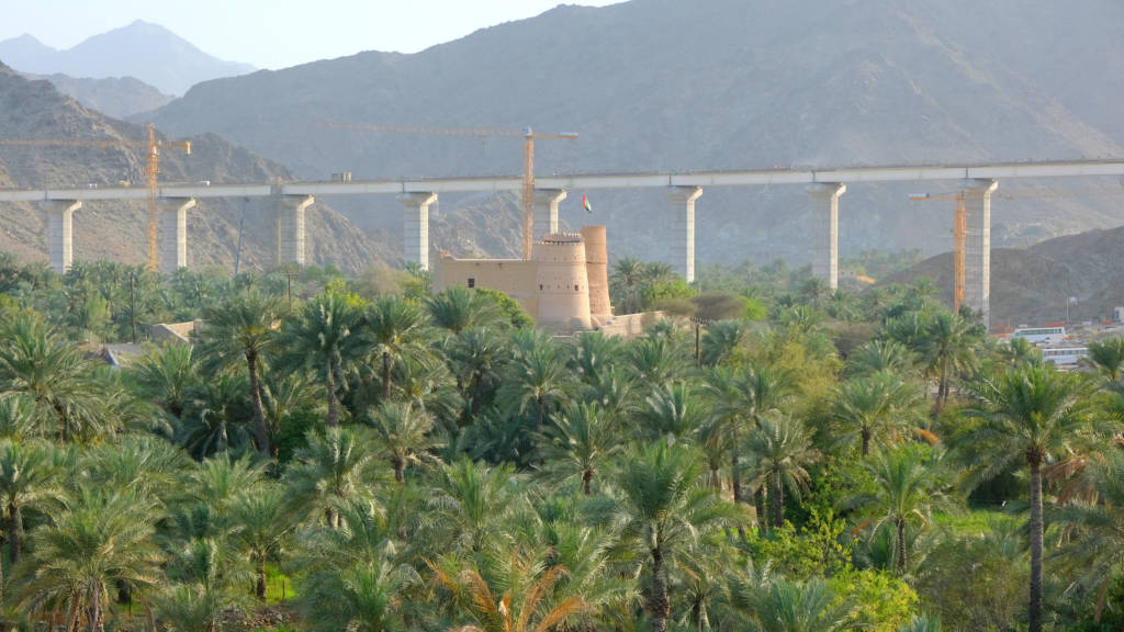 Highest under bridge structure in the UAE. Located within Al Bithnah, Fujairah, this fascinating 600 m long multi-span bridge, will facilitate the trade route to and from the emirate, playing a pivotal role.Fujairah Railway. Etihad Rail.