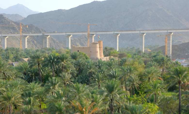 Highest under bridge structure in the UAE. Located within Al Bithnah, Fujairah, this fascinating 600 m long multi-span bridge, will facilitate the trade route to and from the emirate, playing a pivotal role.Fujairah Railway. Etihad Rail.